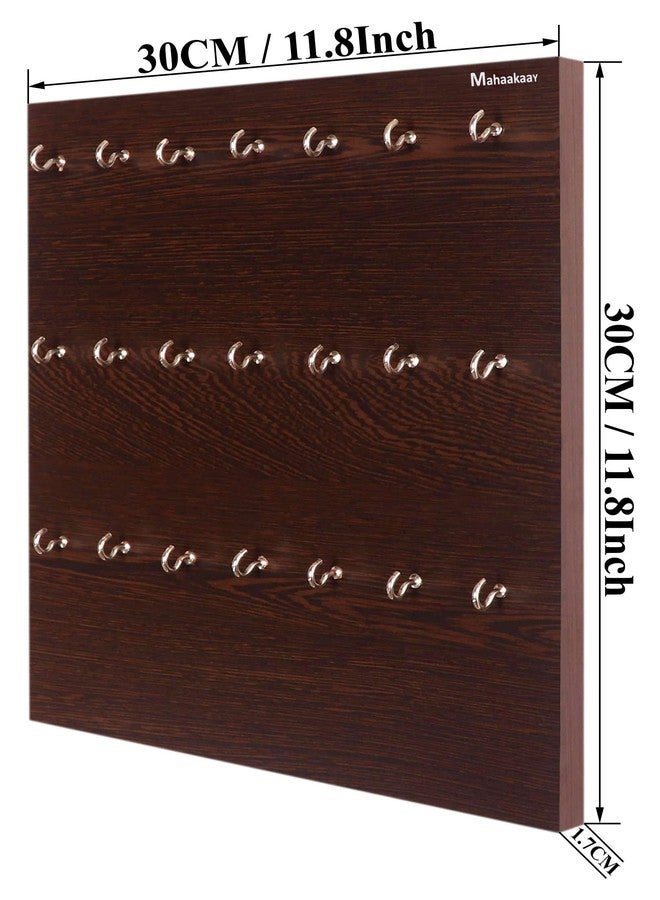 Mahaakaay 21 Hook Wooden Key Holder Hanger Stand Wall Hooks Wall Mounted Key Chain Hanging Organizer Color Wenge - Image 4